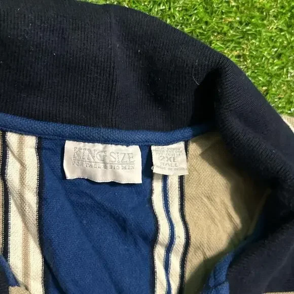 Vintage King Size Vertical Stripe Polo Shirt - Picture 4 of 5